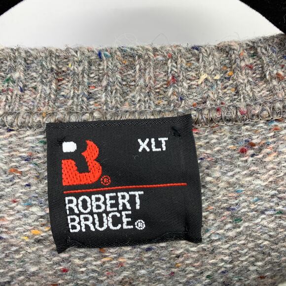 Robert Bruce Long Sleeve Crew Neck Wool Sweater Mens Size XLT Gray Marled Knit - Picture 5 of 5